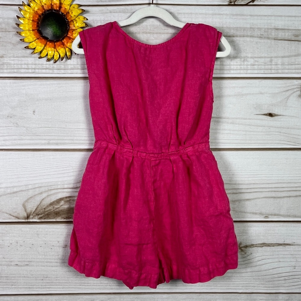 Zara Kids Girls Pink Linen Cutout Back Romper Size 7 Sleeveless Jumpsuit